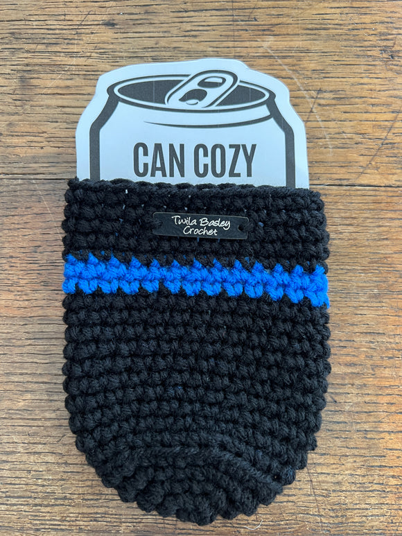 Thin blue line can Koozie