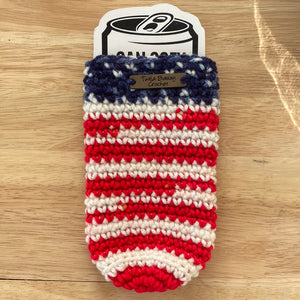 American Flag Slim Can Koozie